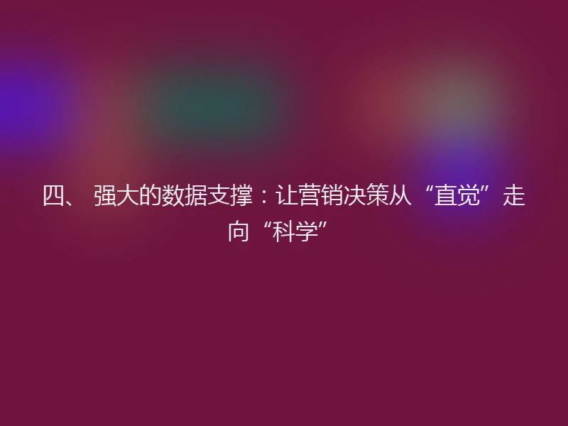 四、 强大的数据支撑：让营销决策从“直觉”走向“科学”