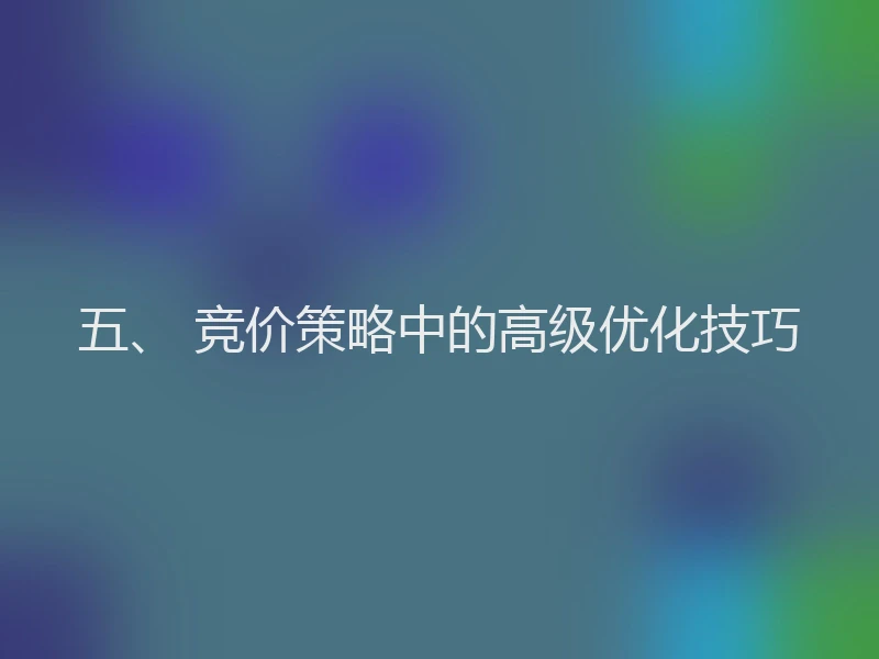 五、 竞价策略中的高级优化技巧