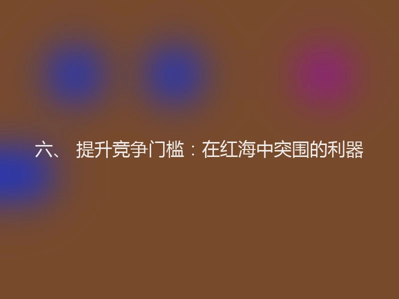 六、 提升竞争门槛：在红海中突围的利器