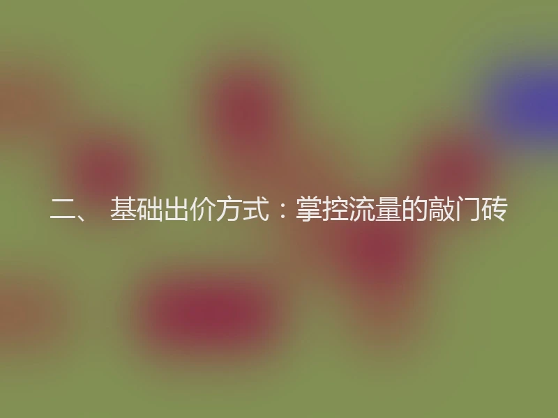 二、 基础出价方式：掌控流量的敲门砖