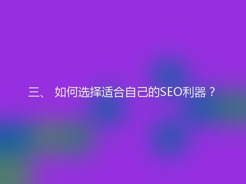 三、 如何选择适合自己的SEO利器？