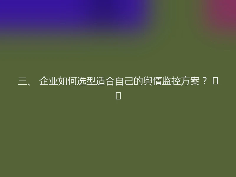 三、 企业如何选型适合自己的舆情监控方案？ 🛠️