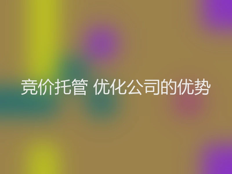 竞价托管 优化公司的优势