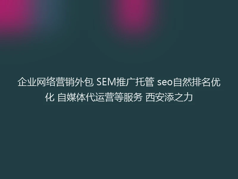 企业网络营销外包 SEM推广托管 seo自然排名优化 自媒体代运营等服务 西安添之力