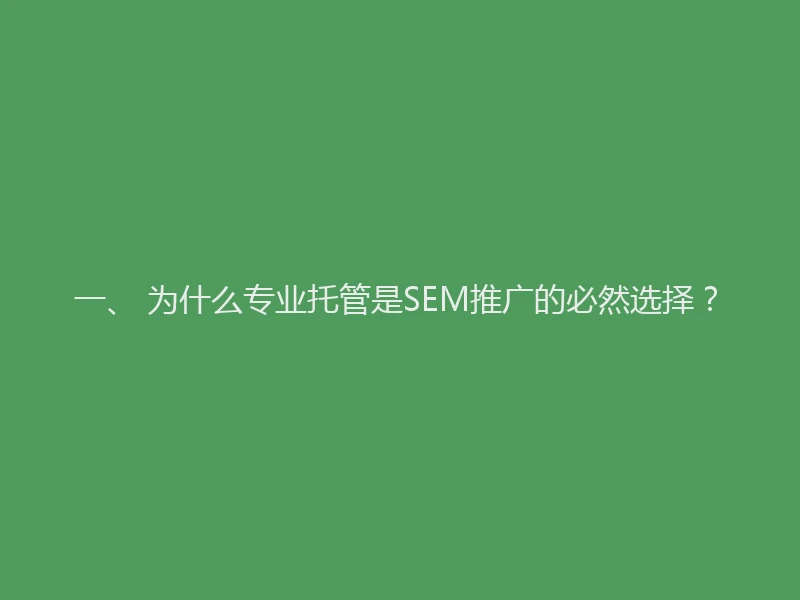一、 为什么专业托管是SEM推广的必然选择?