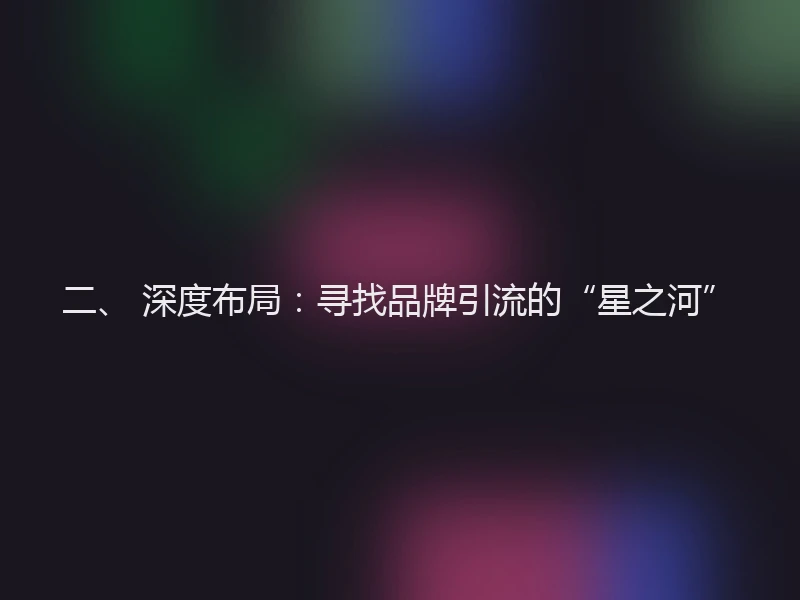 二、 深度布局：寻找品牌引流的“星之河”