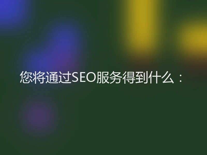 您将通过SEO服务得到什么：