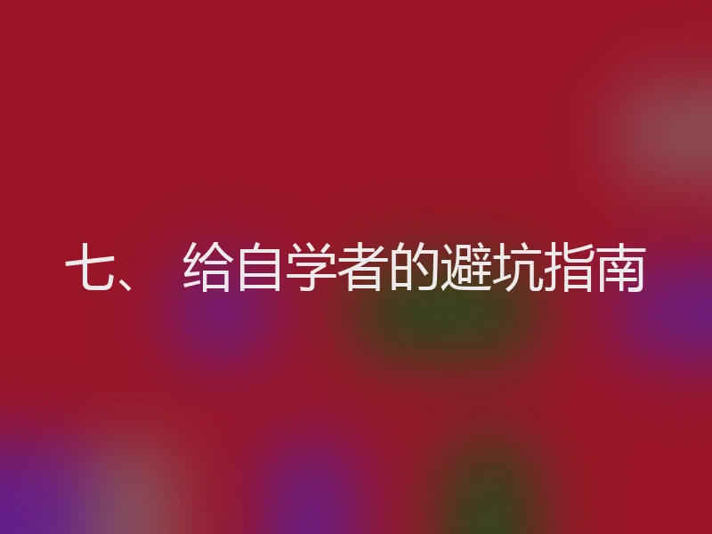 七、 给自学者的避坑指南