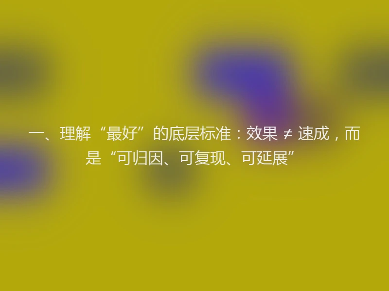 一、理解“最好”的底层标准：效果 ≠ 速成，而是“可归因、可复现、可延展”