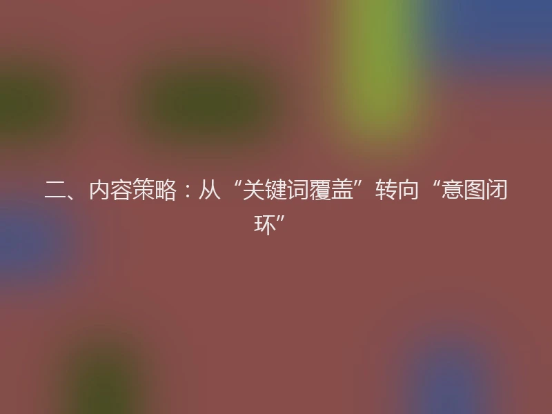 二、内容策略：从“关键词覆盖”转向“意图闭环”