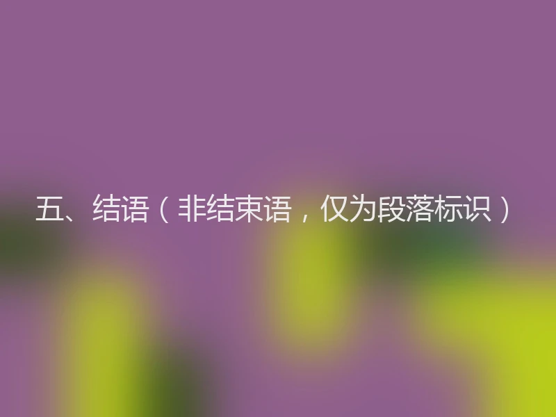 五、结语（非结束语，仅为段落标识）