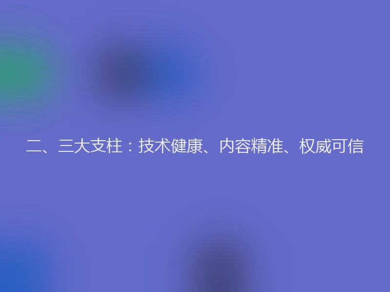 二、三大支柱：技术健康、内容精准、权威可信