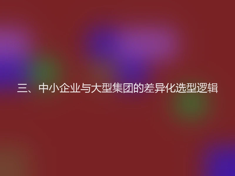 三、中小企业与大型集团的差异化选型逻辑
