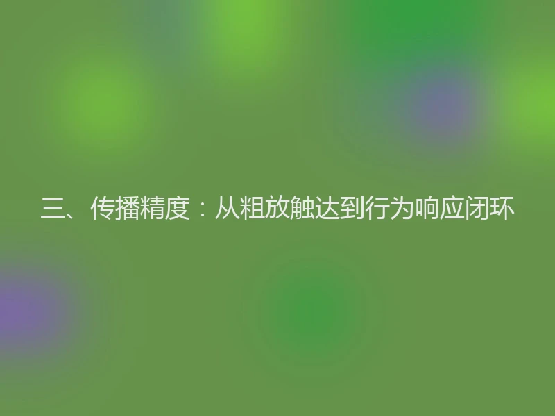 三、传播精度：从粗放触达到行为响应闭环