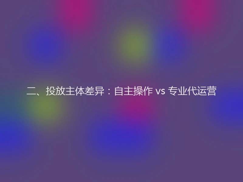 二、投放主体差异：自主操作 vs 专业代运营