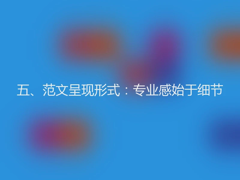 五、范文呈现形式：专业感始于细节