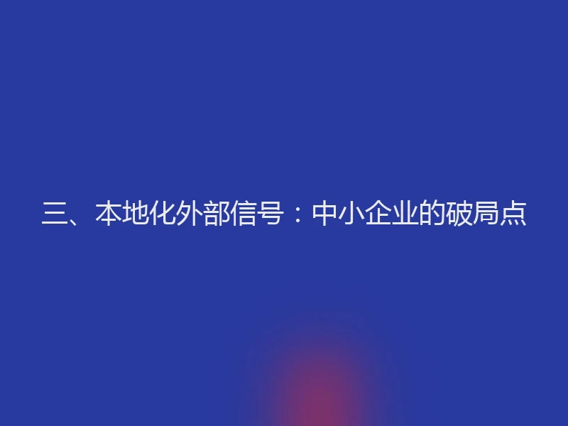 三、本地化外部信号:中小企业的破局点