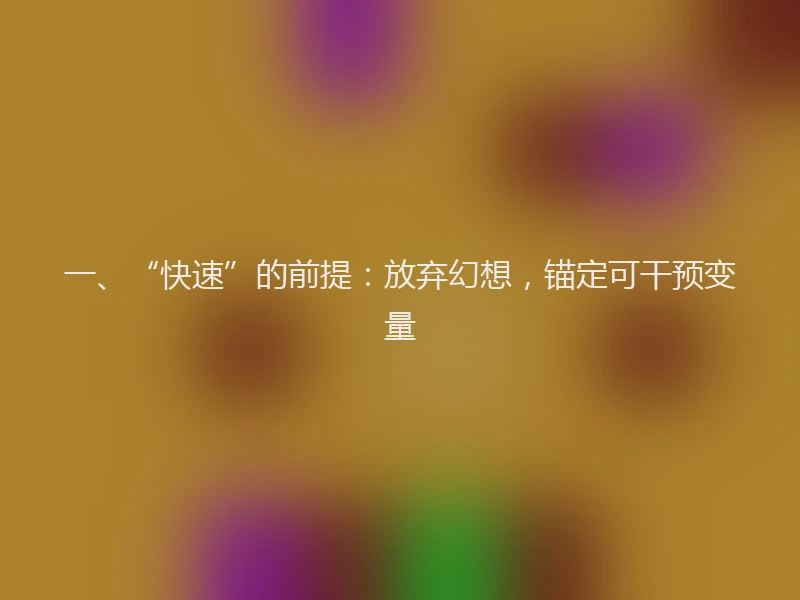 一、“快速”的前提：放弃幻想，锚定可干预变量