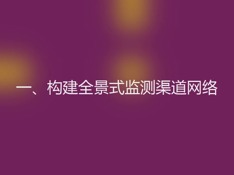 一、构建全景式监测渠道网络