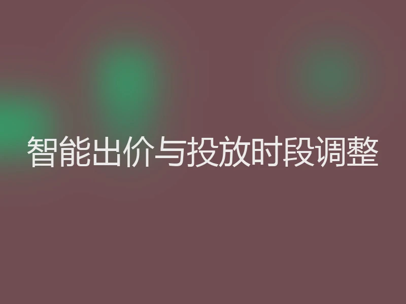 智能出价与投放时段调整