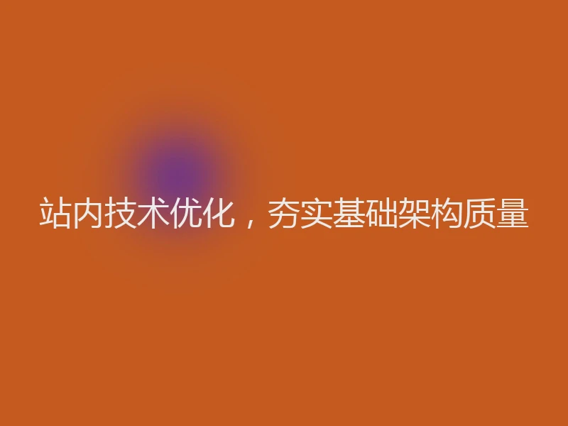 站内技术优化，夯实基础架构质量
