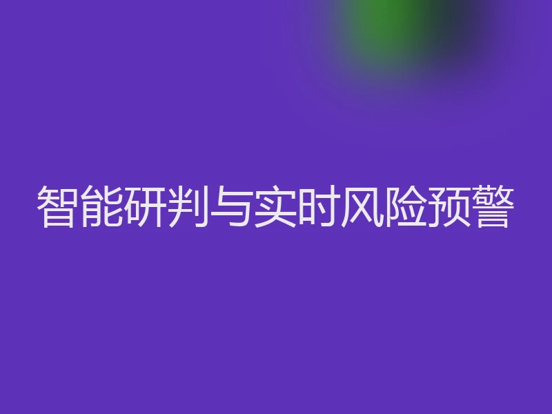智能研判与实时风险预警