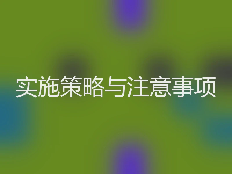 实施策略与注意事项