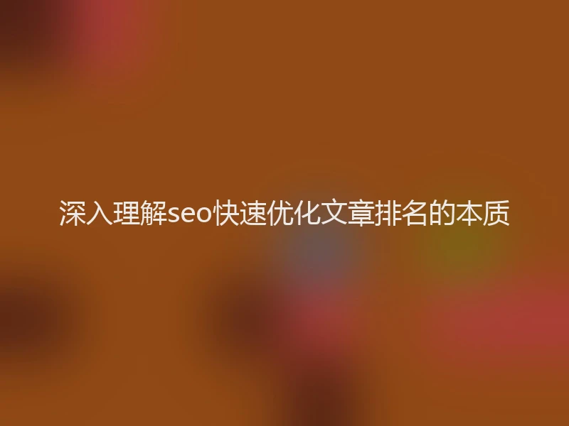 深入理解seo快速优化文章排名的本质