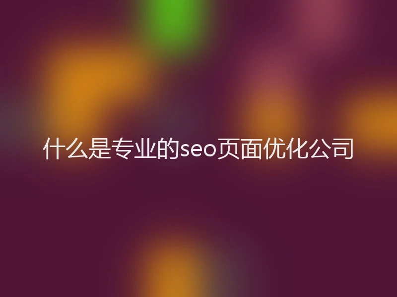 什么是专业的seo页面优化公司
