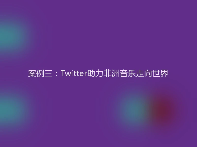 案例三：Twitter助力非洲音乐走向世界