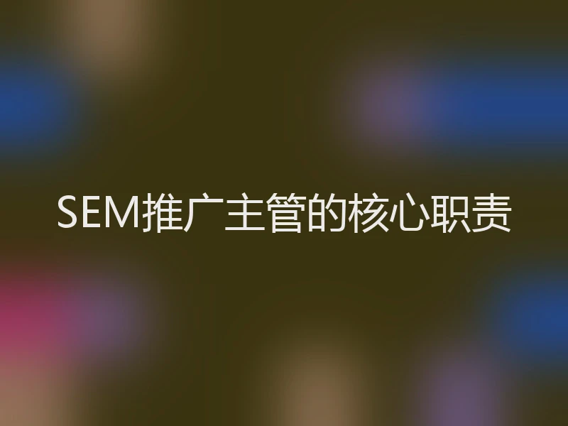 SEM推广主管的核心职责
