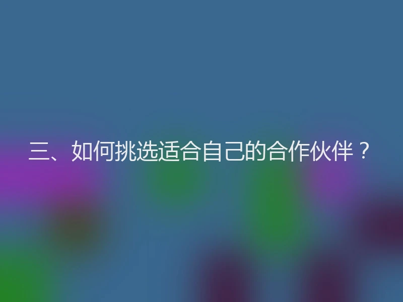 三、如何挑选适合自己的合作伙伴？