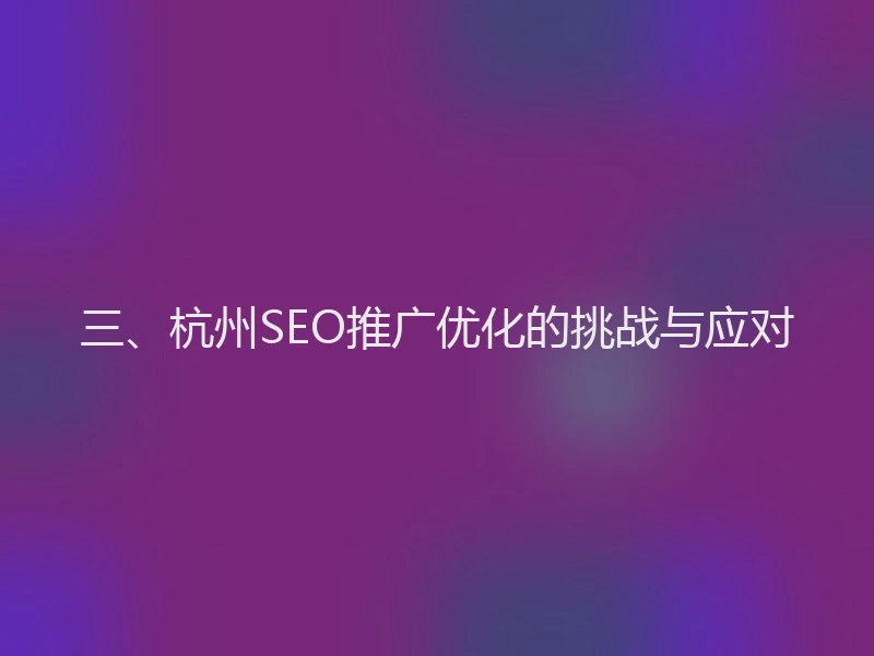 三、杭州SEO推广优化的挑战与应对
