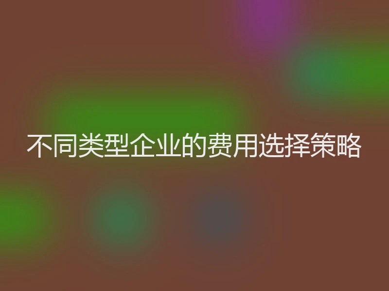 不同类型企业的费用选择策略