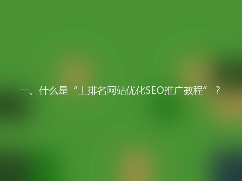 一、什么是“上排名网站优化SEO推广教程”？