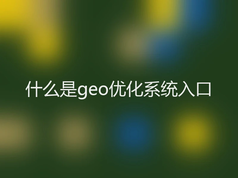 什么是geo优化系统入口