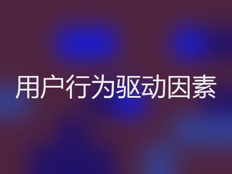 用户行为驱动因素
