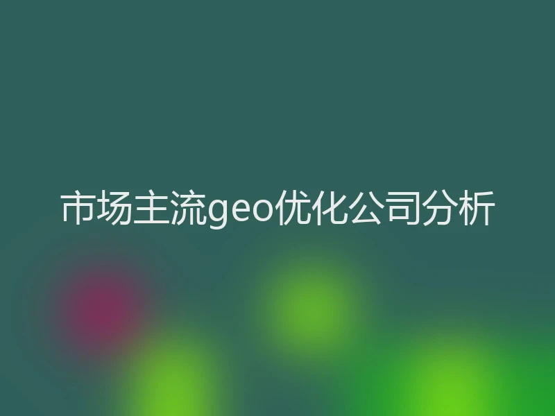 市场主流geo优化公司分析