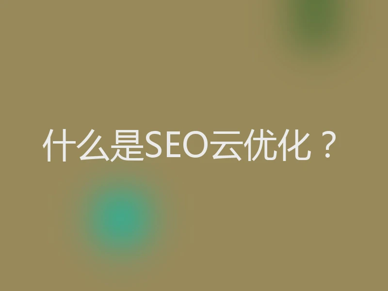 什么是SEO云优化？