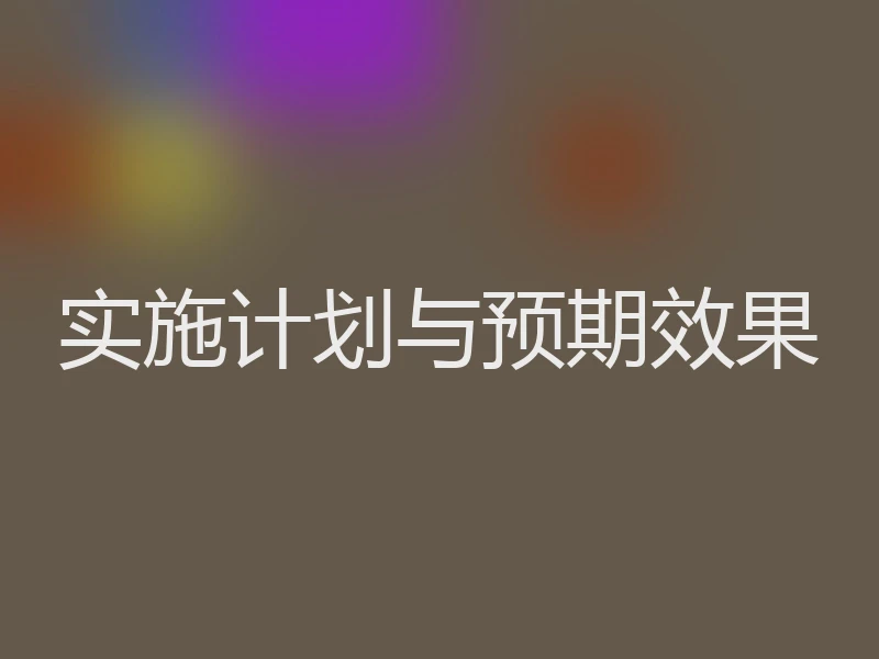 实施计划与预期效果