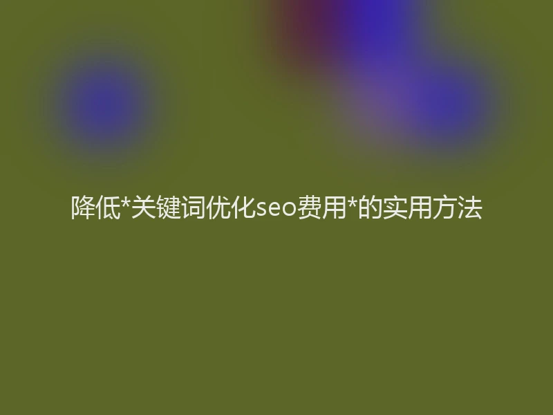 降低*关键词优化seo费用*的实用方法