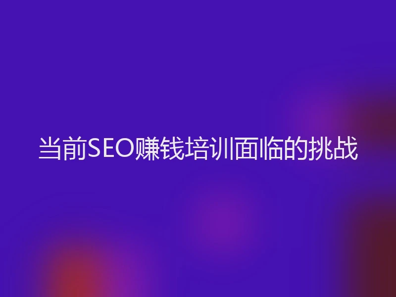 当前SEO赚钱培训面临的挑战