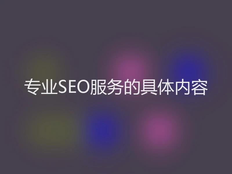 专业SEO服务的具体内容