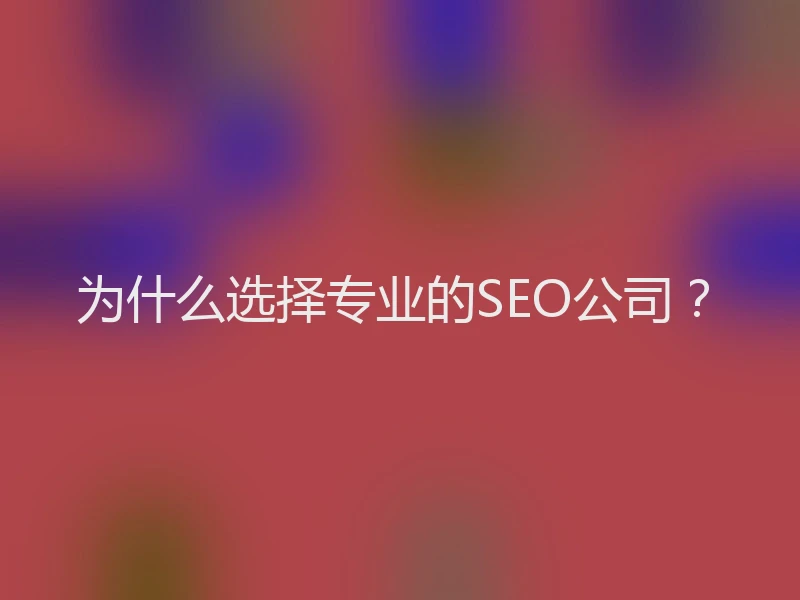 为什么选择专业的SEO公司？