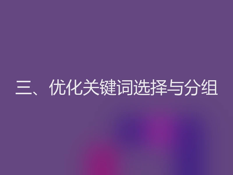 三、优化关键词选择与分组
