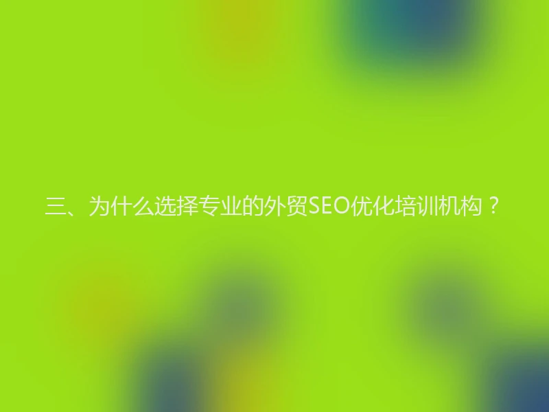 三、为什么选择专业的外贸SEO优化培训机构？