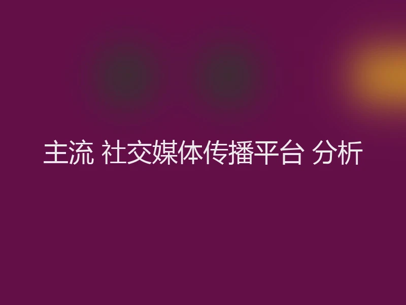 主流 社交媒体传播平台 分析