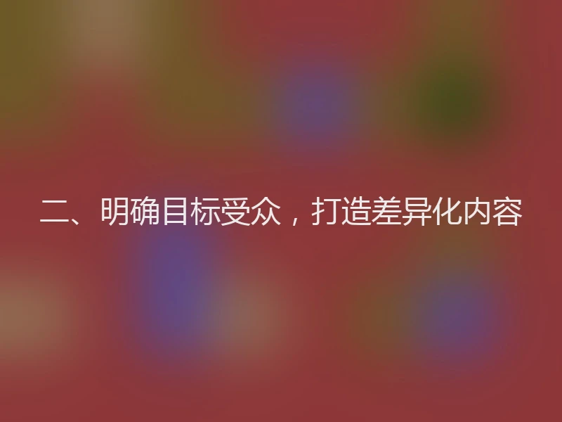 二、明确目标受众，打造差异化内容