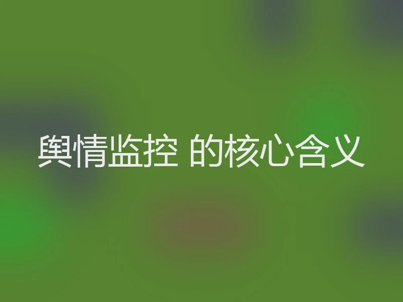 舆情监控 的核心含义