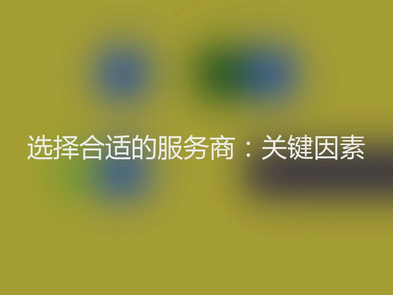选择合适的服务商：关键因素